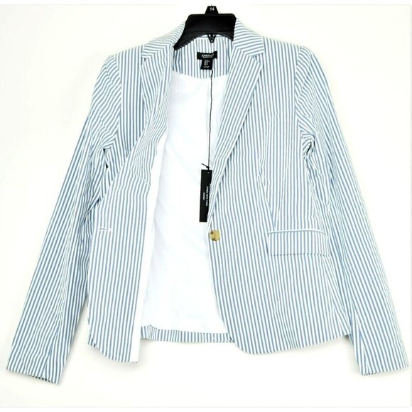 New! Jones NY Women's City Fit Cotton Blend Striped Blazer - Picture 5 of 7